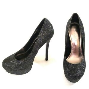 《Bakers》Black Glitter Pumps Sz 5.5 Stiletto Heels